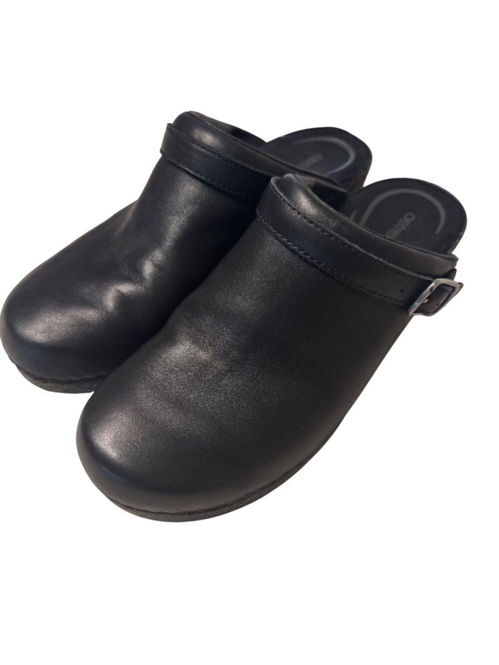 SIZE 41 9 9.5 Aetrex Beckie Black Leather Cork Clog